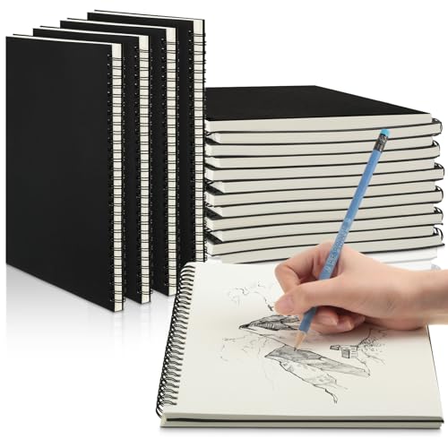 Gueevin 2 Pack Hardbound Spiral Sketch Books Bulk Bound Sketchbooks Blank Notebook 100gsm 7.5" x 10" 60 Sheets Drawing Art Paper for Artist Adult Art Supplies Pencil Pastel (Black)