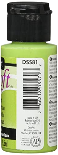 DecoArt SoSoft Fabric Acrylics Paint, 1-Ounce, Yellow/Green - color: Yellow-green