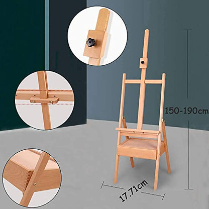 Easel H Frame Studio Easel Stand with Drawer for Student Artist and Beginners,Adjustable Art Ing Easel with Storage Box for Drawing-B,