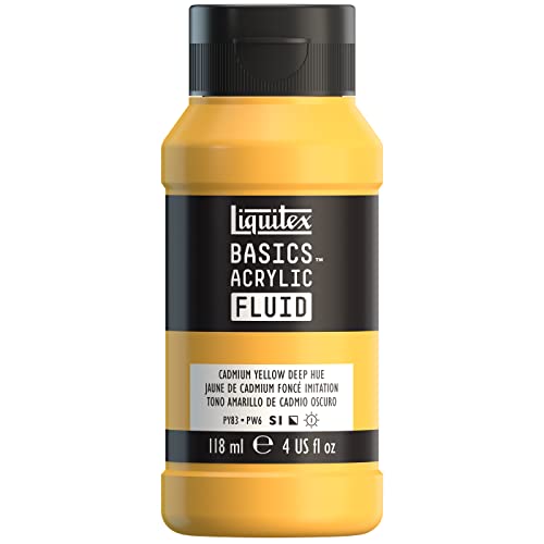 Liquitex BASICS Acrylic Fluid Paint, 118ml (4-oz) Bottle, Cadmium Yellow Deep Hue - color: Cadmium Yellow Deep Hue, style: 118ml (4-oz)