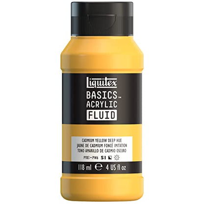 Liquitex BASICS Acrylic Fluid Paint, 118ml (4-oz) Bottle, Cadmium Yellow Deep Hue - color: Cadmium Yellow Deep Hue, style: 118ml (4-oz)