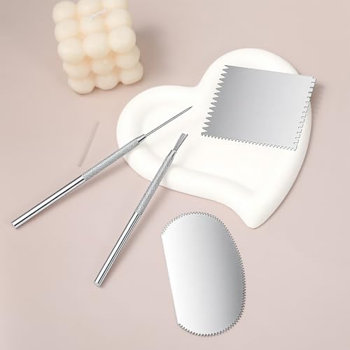 4Pcs Clay Sculpting Tools Set, Stainless Steel Metal Ribs for Pottery - Serrated Rib, Molding Scrapers, Ceramic Needle Tool, Feather Wire Texture Tool, for Ceramics Art Craft Supplies