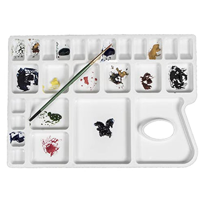 ZAHEPA Paint Tray, Large Paint Palette Tray with Thumb Hole, Plastic Paint Tray Palette with 16 Color Compartments, 8 Mixing & 2 Water Storage Areas, Watercolor Mixing Tray, Art Palette for Artists - style: Rectangle - 16 Compartments