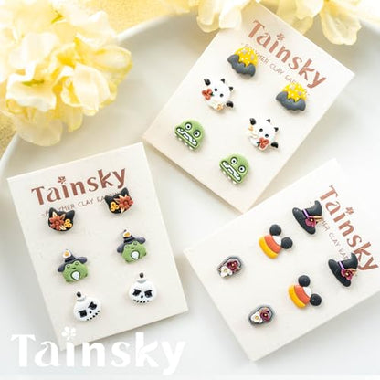 Tainsky Halloween Polymer Clay Cutters, 22 Shapes Halloween Studs Clay Earrings Cutters (Studs) - color: Studs-A