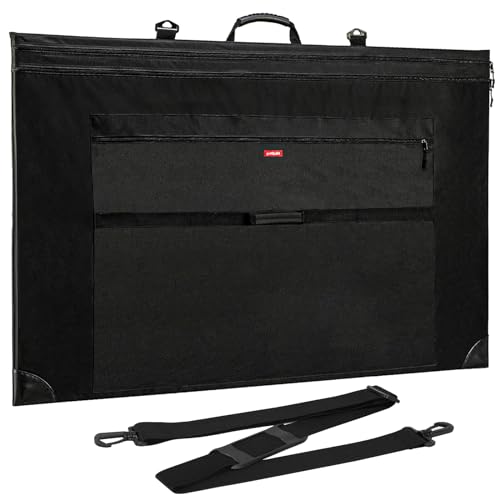 Nicpro Light Weight Art Portfolio Bag, 36 x 48 Extra Large Art Portfolio Case with Detachable Shoulder Strap, Leather Corners, Carrying Storage Case for Artwork, Canvas, Poster, Sketching, and Drawing - size: 36 x 48 inches