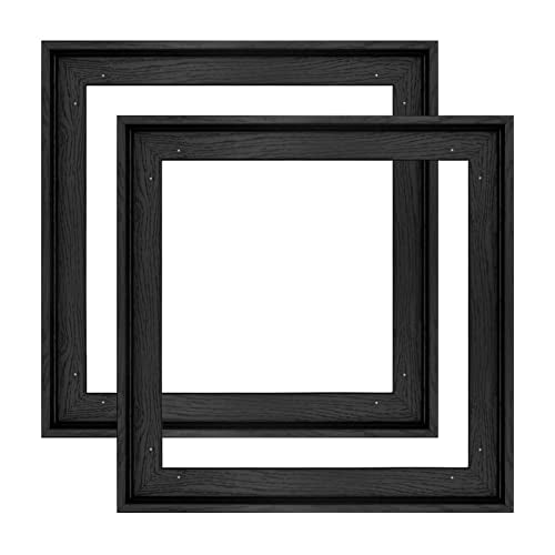 Canvas Floater Frame for 8x8 Prints or Oil Paintings, 2 Pack 0.9 Inch Depth Floating Frame for Stretched Canvas Art, Home Office Gallery Wall Decor, Horizontal or Vertical Display (Black) - color: Black, size: 8x8"