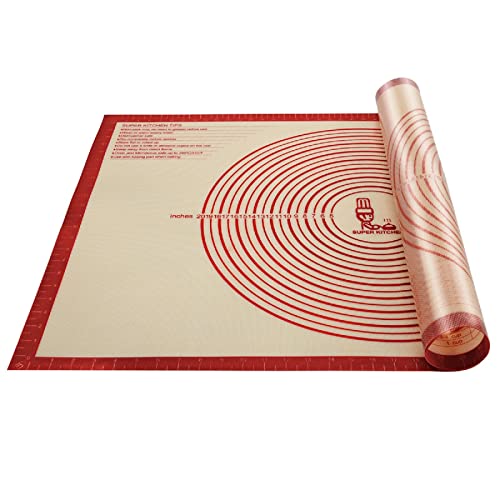 Non-slip Silicone Pastry Mat Extra Large with Measurements 36''By 24'' for Baking Mat, Counter/Dough Rolling/Oven Liner/Fondant/Pie Crust（Red） - size: 36"L x 24"W