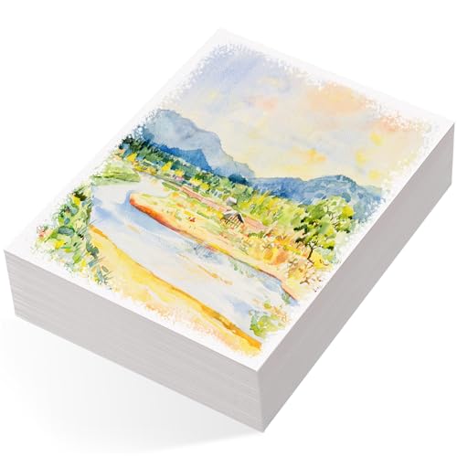 80 Sheets Watercolor Paper, Cold Press, 110 lb/230 GSM, 8.5 x 11 in | White paper, good absorption, less warping, for kids students beginners, cards sketch watercolor and acrylic use - size: 8.5 x 11 Inch