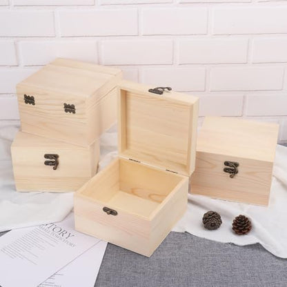 GNIEMCKIN 8 Pack Wooden Box, Unfinished Unpainted Wood Boxes for Crafts, DIY Projects, and Jewelry Storage (6x6x4 inch) - size: 8 Pack (6x6x4 inch)