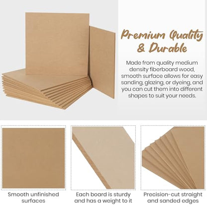 CALPALMY 12-Pack MDF Board 1/4 Inch Thick 12" x 12" Unfinished Wood Panels, 6mm Thick Medium Density Fiberboard Wood Boards for Crafts, Painting, Carpentry, Engraving, Interior Design, and More - size: 12 x 12 x 1/4" (12 Pack)