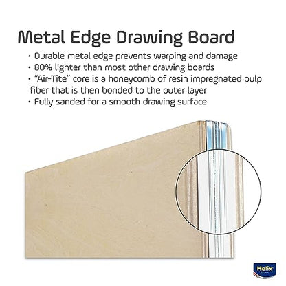 Maped - Helix Wooden Lightweight Drawing Board 23 x 31 Inch - Sketching Outdoors - Precision Metal Edge - Ensures Stability and Accuracy - Durable Basswood, Portable Design - size: 23” x 31”, style: Metal Edge