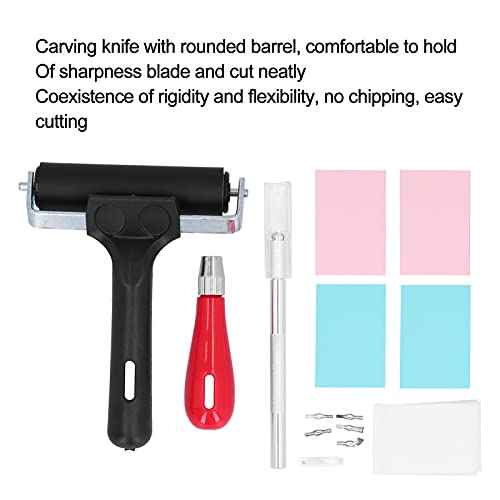 Carving Rubber Stamp Kit Premium Printmaking Printing Mixed Set with 6 Blades Cutter Tools Art Supplies for DIY Crafters Artists Rubber Size 15x10x0.8cm