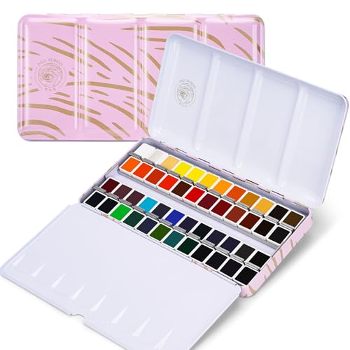 Paul Rubens Artist Watercolor Paint Set,48 Vibrant Colors in Portable Box, Great Lightfastness, Perfect Travel Professional Watercolor Set for Artists, Beginners, Adults