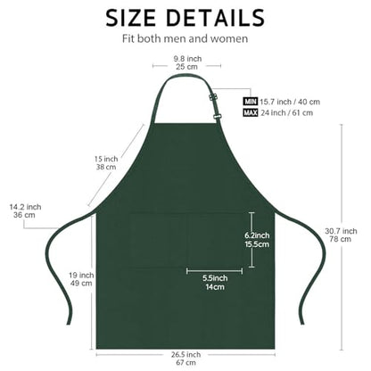 4 Pack Chef Apron, Waterproof Apron, Adjustable Apron with 2 Pockets for Men Women, Apron for Cooking Baking Restaurant(Green) - color: Green