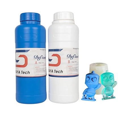 Siraya Tech Defiant 25 Platinum Silicone Mold Making DIY Kit, Food Safe, 25A Hardness, Ideal for 3D Printer UV Resin, Easy to Stop Curing Inhibition, No Coating, for Casting Epoxy Resin (35.3 Oz) - color: Translucent 25A Hardness