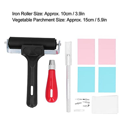 SUNGOOYUE Rubber Stamp Carving Kit PVC Printmaking Set with 4 Rubber Blocks 6 Blades Iron Roller and Vegetable Parchment for DIY Handmade Stamps Artists Beginners