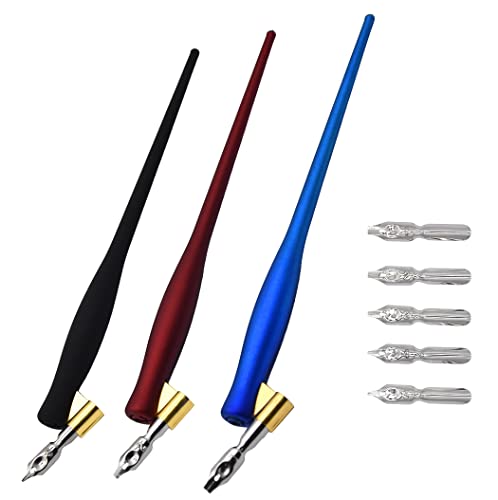 XIAOYU Oblique Wooden Pen Set, Calligraphy Set for Beginners, 5 Calligraphy Dip Pen Nibs, 3PCS - color: 3PCS