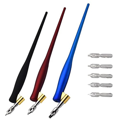 XIAOYU Oblique Wooden Pen Set, Calligraphy Set for Beginners, 5 Calligraphy Dip Pen Nibs, 3PCS - color: 3PCS