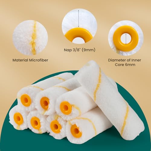 Paint Roller Kit, 17 Pack, 4 Inch Paint Roller, Small Paint Roller with Tray Liners, Paint Brushes for Walls, Microfiber Roller Covers, Mini Paint Kit for Painting Doors, Cabinets and Home - color: 4" paint roller kits, paint brush