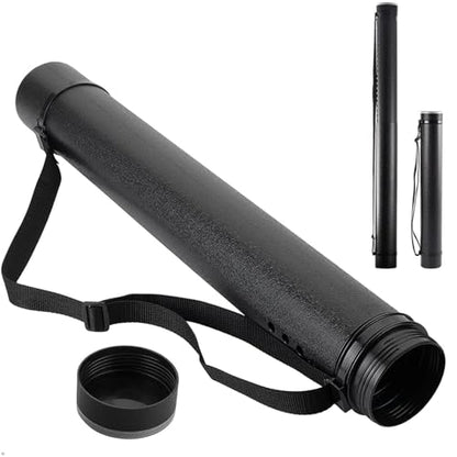 DEWEL Document Tube,Plastic Expanding Poster/Art/Document Storage Tube 24.5 to 40 inches Adjustable with Carrying Strap Waterproof and Light-Resistance Telescoping Carrying Case (Black-Large Size) - color: Black (Round), size: Large