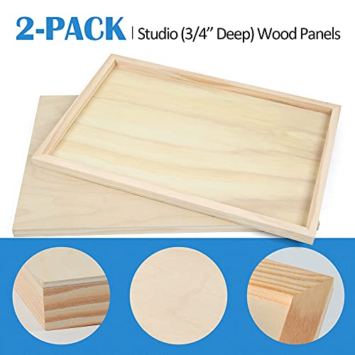 Unfinished Birch Wood Canvas Panels Kit, Falling in Art 2 Pack of 13x19’’ Studio 3/4’’ Deep Cradle Boards for Pouring Art, Crafts, Painting, and More - size: 13*19 2-pack