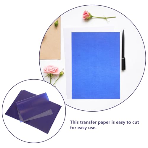 TEHAUX 50 Sheets One-Side Transfer Carbon Paper A4 Blue Graphite Tracing Paper for Artists and Crafts Pattern Transfer Drawing Supplies