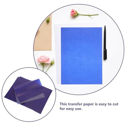 TEHAUX 50 Sheets One-Side Transfer Carbon Paper A4 Blue Graphite Tracing Paper for Artists and Crafts Pattern Transfer Drawing Supplies