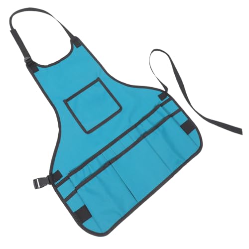 ORFOFE Gardening Apron with Multi-pocket Tool Storage Sleeveless Work Apron for Men and Women Sky-blue Artist and Garden Toolkit Protector for Clean Clothes