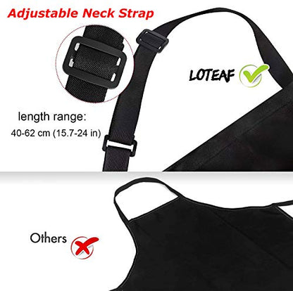 4 Packs Chef Apron, Black Waterproof Apron, Adjustable Aprons with 2 Pockets for Men Women, Professional Aprons for Kitchen Cooking Gardening Painting Baking Restaurant (Black) - color: Black