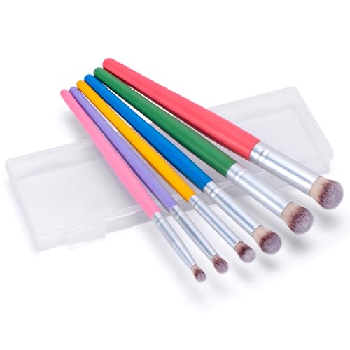 Yoseng Drybrush Set - Premium Art Paintbrush Set for Miniatures, Ideal for Detailing - 6 Different Sizes (6 Color with Case) - style: 6 Color With Case