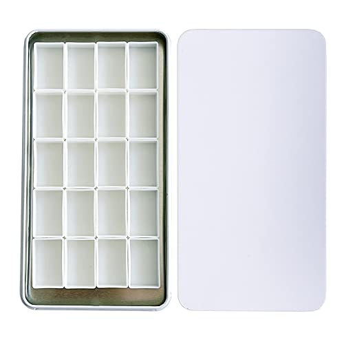 FCLUB Empty Watercolor Palette Tin Set with 20 Full Pans & Magnetic Strip | DIY Custom Palettes for Watercolors, Empty Full Pans for Watercolor, Field Sketching Travel Painting Box, Color Organization - color: White, size: 6.7" x 3.5" x 0.6"