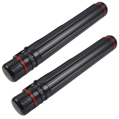 DEWEL 2Pcs Poster Tube Extends from 30" to 51", Waterproof Telescoping Plastic Art Tube for Poster Art Document Blueprint Fishing Rod, Light Resistant with Carrying Strap(Black XL Size) - color: Black (Striped), size: X-Large
