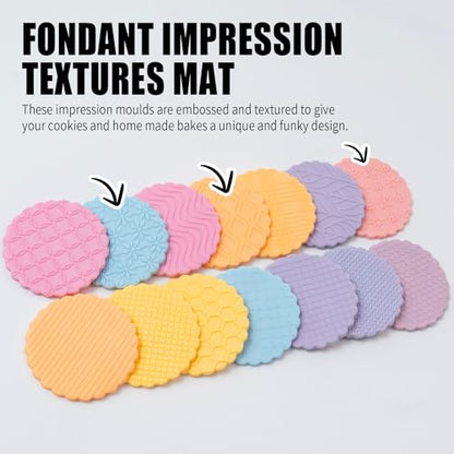 KALAIEN 3 Pack Cookie Embosser Set, Fondant Impression Mats Acrylic Embosser for Fondant Stamps, Texture Sheets for Polymer Clay, Chocolate, Cupcake Topper, Fondant Molds-Style 3 - color: Style 3