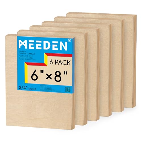MEEDEN Unfinished Wood Canvas Board: 3/4” Deep 6x8” Wooden Canvas Panel Pack of 6 - Blank Cradled Wood Art Board for Painting - size: 6"x8"- 6 Pack