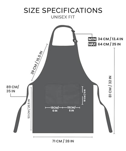 Utopia Kitchen 2 Pack Bib Apron, Adjustable with 2 Pockets, Water and Oil Resistant, Cooking Kitchen Chef Apron for Women Men - color: Grey