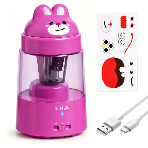 ZMOL Colored Pencil Sharpener for Kids Gift, Rechargeable Electric Pencil Sharpener, Portable Pencil Sharpeners for Battery Powered Cute Pink - color: Pink