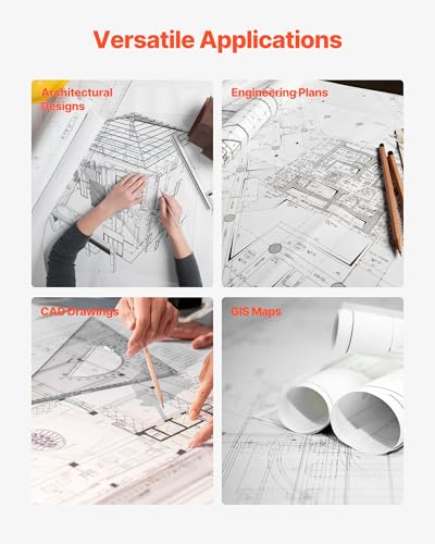 VEVOR Wide Format Paper, 24 in x 150 ft Plotter Roll, 8 Rolls CAD Bond Rolls with 2 in Core, 20 LB Bond Paper Rolls, Ideal for CAD Drawings, Engineering Plans, GIS Maps, and Architectural Designs - size: 24 in x 150 ft, style: 8 Rolls