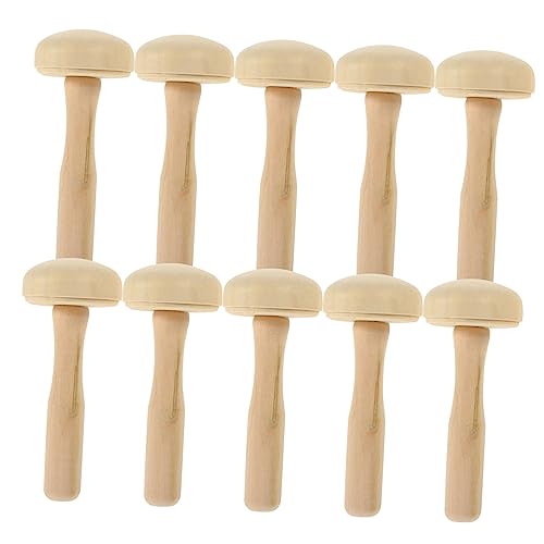 Lurrose 10PCS Wood Mushroom Roller Set Art Rubbing Tool for Printmaking Sturdy Ink Roller for Crafting and Painting Supplies