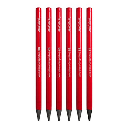 Woodless Graphite Pencil 6 Pack Set, HB, 2B, 4B, 6B, 8B, EE for Sketching, Drawing, Coloring and Shading, Gift for Artist, Hobbyist, Beginner