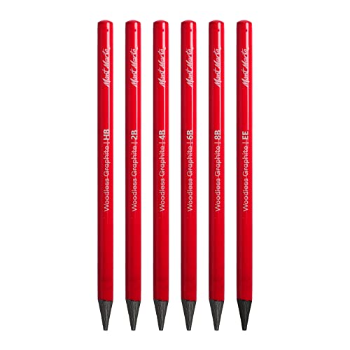 Woodless Graphite Pencil 6 Pack Set, HB, 2B, 4B, 6B, 8B, EE for Sketching, Drawing, Coloring and Shading, Gift for Artist, Hobbyist, Beginner