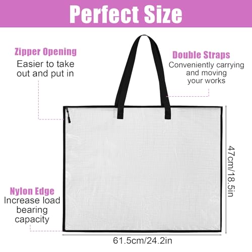 4PCS 25x19 Inch Art Portfolio Case, Posters Storage Bag, Zippered Storage Folder Bags with Handles, Waterproof Mesh Organizer for Posters, Artwork, Bulletin Boards and Scrapbooks