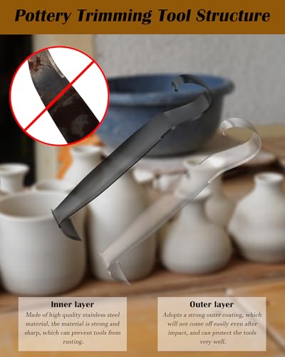 Mojiteor Stainless Steel Pottery Trimming Tools for Clay and Ceramic Trim, Pottery Double Ended Trim Tools and Trimming Tools Ceramics for Pottery and Clay Artists (3 Pack) - color: 3 Pack