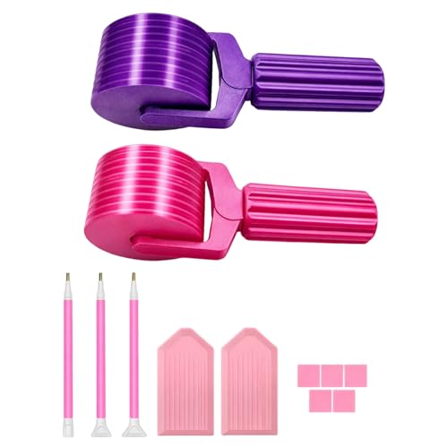 Diamond Art Roller, Diamond Painting Roller Tool, Essential DIY Craft Tool, Includes 2 Rollers (1 Candy Color + 1 Gradient) and 1 Diamond Art Pens Set (3 Pens 5 Clays 2 Dishes)