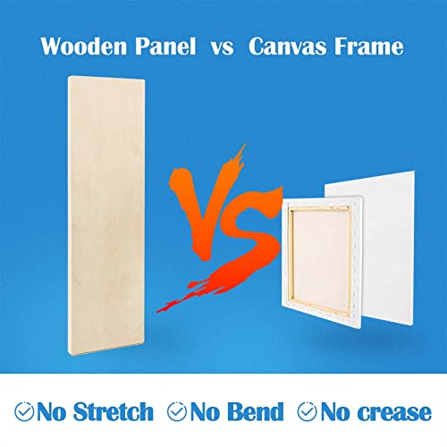 Falling in Art Unfinished Birch Wood Panels Kit for Painting, Wooden Canvas 4 Pack of 4x12 Studio 3/4" Deep, Cradle Boards for Pouring, Art, Crafts, Burning and More - size: 4'' x 12''