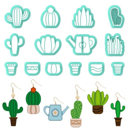 ORIGACH 14 Pcs Potted Plant Clay Cutters, Cactus Polymer Clay Cutter for Earring Making Potted Plant Shape Clay Cutters for Jewelry Making - style: Potted Plant