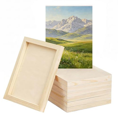 6 Pack Unfinished Blank Wood Panel Boards, Natural Wooden Painting Canvas for Oil, Acrylic Paint, Paint Pouring, DIY Art Crafts Projects (8 * 12inch) - size: 8*12inch