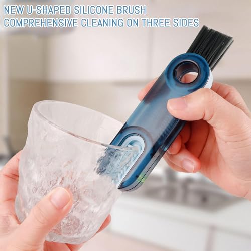 OxiTa 3 in 1 Cup Lid Gap Cleaning Brush Set (3Pcs), Multifunctional Insulation Bottle Cleaning Tools, Multipurpose Bottle Gap Cleaner Brush, Water Bottle Cleaner Brush,Home Kitchen Cleaning Tools