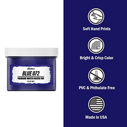 Ecotex® Screen Printing Ink Blue 072 (5 Gallon -640oz.) - Water Based Blue 072 Fabric Ink, Silk Screen Paint - Screen Print Direct®, USA Made - color: Blue 072, size: 640 fl oz
