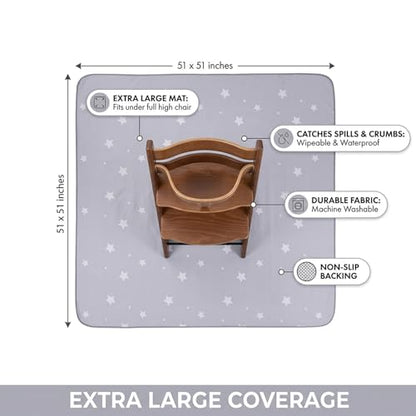 Splat Mat for Under High Chair/Arts/Crafts, WOMUMON Washable Baby Spill Mat Waterproof Anti-Slip Floor Splash Mat, Portable Play Mat and Table Cloth (Star, 51") - color: Star