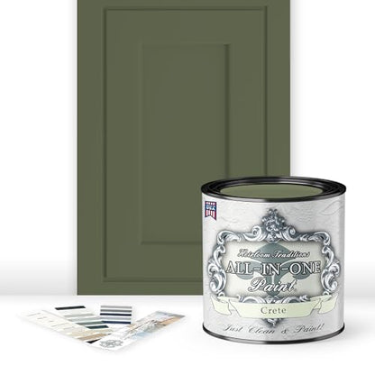 ALL-IN-ONE Paint by Heirloom Traditions, 2 Quart Cabinet Paint Bundle and Tool Kit - Crete (olive green) - color: Crete